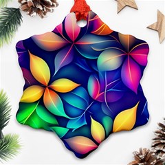 Ai Generated Artwork Leaves Nature Pattern Snowflake Ornament (two Sides) by Jancukart