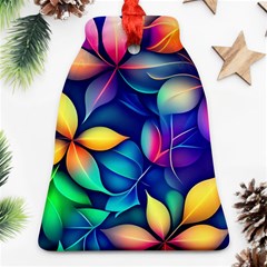 Ai Generated Artwork Leaves Nature Pattern Bell Ornament (two Sides)