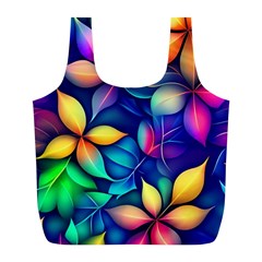 Ai Generated Artwork Leaves Nature Pattern Full Print Recycle Bag (l)