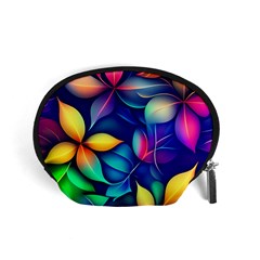 Ai Generated Artwork Leaves Nature Pattern Accessory Pouch (small)