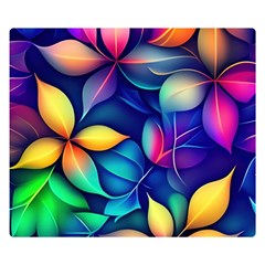 Ai Generated Artwork Leaves Nature Pattern Two Sides Premium Plush Fleece Blanket (small)