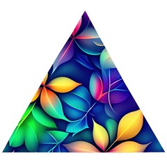 Ai Generated Artwork Leaves Nature Pattern Wooden Puzzle Triangle by Jancukart