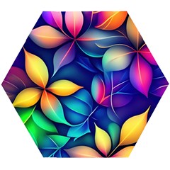 Ai Generated Artwork Leaves Nature Pattern Wooden Puzzle Hexagon