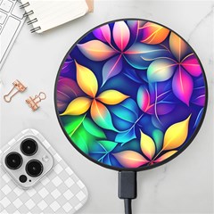 Ai Generated Artwork Leaves Nature Pattern Wireless Fast Charger(black)