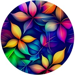 Ai Generated Artwork Leaves Nature Pattern Uv Print Round Tile Coaster by Jancukart