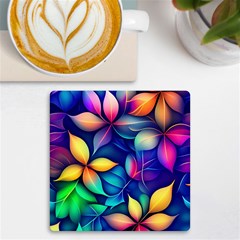 Ai Generated Artwork Leaves Nature Pattern Uv Print Square Tile Coaster 