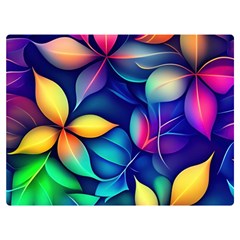 Ai Generated Artwork Leaves Nature Pattern Premium Plush Fleece Blanket (extra Small)