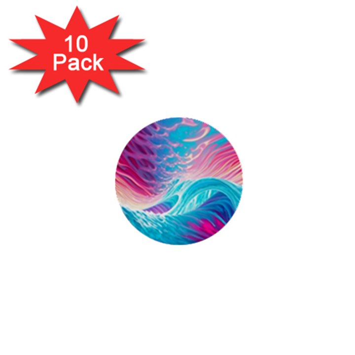 Tsunami Waves Ocean Sea Nautical Nature Water 6 1  Mini Buttons (10 pack) 