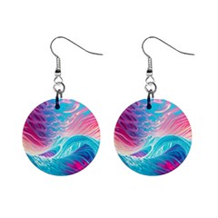 Tsunami Waves Ocean Sea Nautical Nature Water 6 Mini Button Earrings