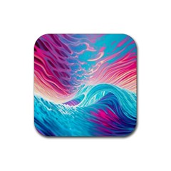 Tsunami Waves Ocean Sea Nautical Nature Water 6 Rubber Coaster (square) by Jancukart