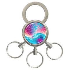 Tsunami Waves Ocean Sea Nautical Nature Water 6 3-ring Key Chain by Jancukart