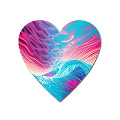 Tsunami Waves Ocean Sea Nautical Nature Water 6 Heart Magnet by Jancukart