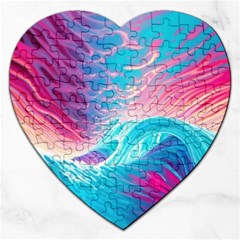 Tsunami Waves Ocean Sea Nautical Nature Water 6 Jigsaw Puzzle (Heart)