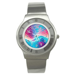 Tsunami Waves Ocean Sea Nautical Nature Water 6 Stainless Steel Watch by Jancukart