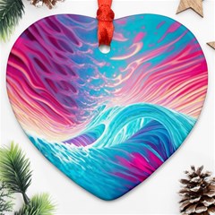 Tsunami Waves Ocean Sea Nautical Nature Water 6 Heart Ornament (Two Sides)