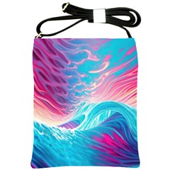 Tsunami Waves Ocean Sea Nautical Nature Water 6 Shoulder Sling Bag by Jancukart