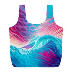 Tsunami Waves Ocean Sea Nautical Nature Water 6 Full Print Recycle Bag (l) by Jancukart