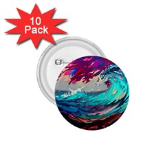 Tsunami Waves Ocean Sea Nautical Nature Water Painting 1 75  Buttons (10 Pack) by Jancukart