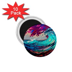 Tsunami Waves Ocean Sea Nautical Nature Water Painting 1 75  Magnets (10 Pack)  by Jancukart