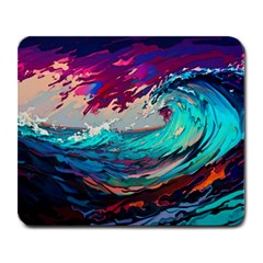 Tsunami Waves Ocean Sea Nautical Nature Water Painting Large Mousepad