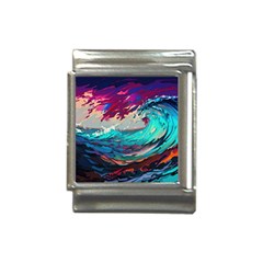 Tsunami Waves Ocean Sea Nautical Nature Water Painting Italian Charm (13mm) by Jancukart