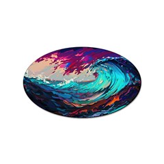 Tsunami Waves Ocean Sea Nautical Nature Water Painting Sticker Oval (100 Pack) by Jancukart