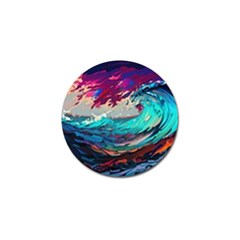 Tsunami Waves Ocean Sea Nautical Nature Water Painting Golf Ball Marker