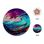 Tsunami Waves Ocean Sea Nautical Nature Water Painting Playing Cards Single Design (Round) Front