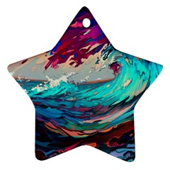 Tsunami Waves Ocean Sea Nautical Nature Water Painting Star Ornament (two Sides)