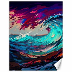 Tsunami Waves Ocean Sea Nautical Nature Water Painting Canvas 12  X 16  by Jancukart