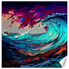 Tsunami Waves Ocean Sea Nautical Nature Water Painting Canvas 20  X 20 