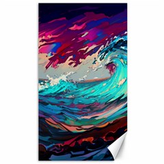 Tsunami Waves Ocean Sea Nautical Nature Water Painting Canvas 40  X 72  by Jancukart