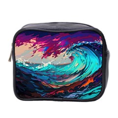 Tsunami Waves Ocean Sea Nautical Nature Water Painting Mini Toiletries Bag (two Sides) by Jancukart