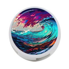 Tsunami Waves Ocean Sea Nautical Nature Water Painting 4-port Usb Hub (two Sides) by Jancukart