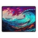 Tsunami Waves Ocean Sea Nautical Nature Water Painting Fleece Blanket (Small) 50 x40  Blanket Front