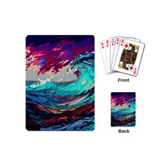 Tsunami Waves Ocean Sea Nautical Nature Water Painting Playing Cards Single Design (mini) by Jancukart