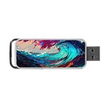 Tsunami Waves Ocean Sea Nautical Nature Water Painting Portable USB Flash (Two Sides) Front