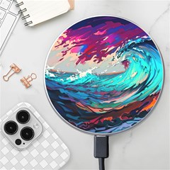 Tsunami Waves Ocean Sea Nautical Nature Water Painting Wireless Fast Charger(white) by Jancukart