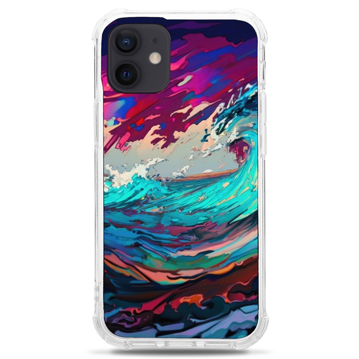 Tsunami Waves Ocean Sea Nautical Nature Water Painting iPhone 12 mini TPU UV Print Case	