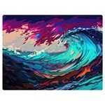 Tsunami Waves Ocean Sea Nautical Nature Water Painting Premium Plush Fleece Blanket (Extra Small) 40 x30  Blanket Front