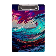 Tsunami Waves Ocean Sea Nautical Nature Water Painting A5 Acrylic Clipboard by Jancukart