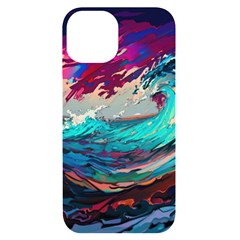 Tsunami Waves Ocean Sea Nautical Nature Water Painting Iphone 14 Black Uv Print Case by Jancukart