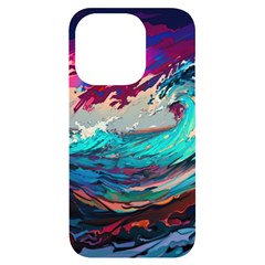 Tsunami Waves Ocean Sea Nautical Nature Water Painting Iphone 14 Pro Black Uv Print Case by Jancukart