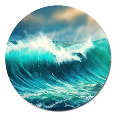 Waves Ocean Sea Tsunami Nautical Blue Magnet 5  (round) by Jancukart