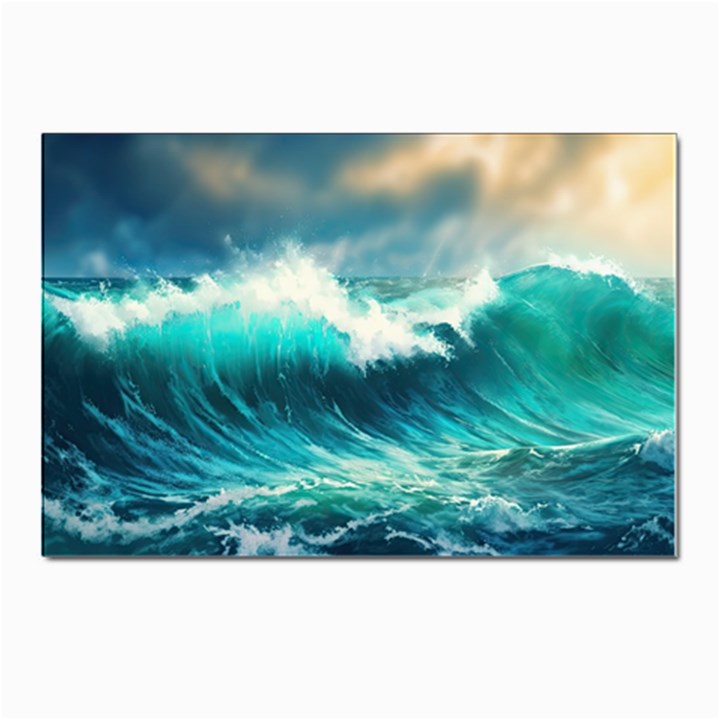 Waves Ocean Sea Tsunami Nautical Blue Postcard 4 x 6  (Pkg of 10)