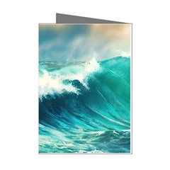 Waves Ocean Sea Tsunami Nautical Blue Mini Greeting Cards (pkg Of 8) by Jancukart