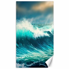 Waves Ocean Sea Tsunami Nautical Blue Canvas 40  X 72 