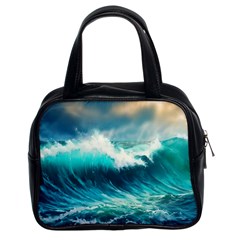 Waves Ocean Sea Tsunami Nautical Blue Classic Handbag (two Sides) by Jancukart