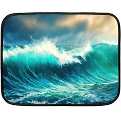 Waves Ocean Sea Tsunami Nautical Blue Fleece Blanket (mini) by Jancukart