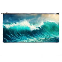 Waves Ocean Sea Tsunami Nautical Blue Pencil Case by Jancukart